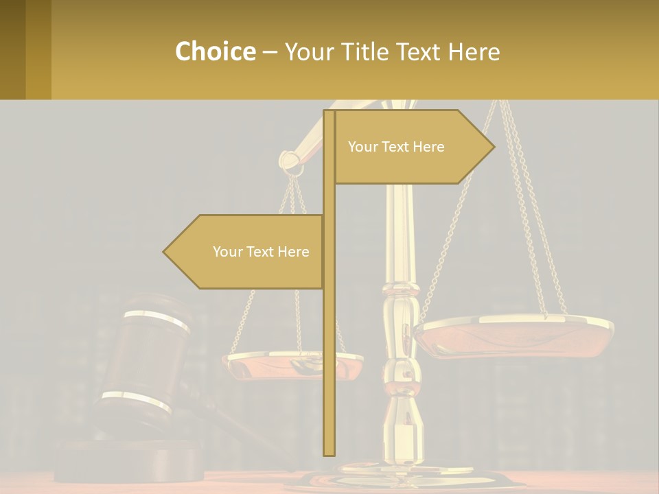 A Judge's Scale With A Gaven And A Bookcase In The Background PowerPoint Template