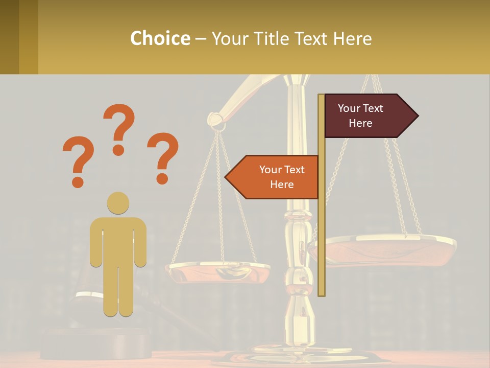 A Judge's Scale With A Gaven And A Bookcase In The Background PowerPoint Template