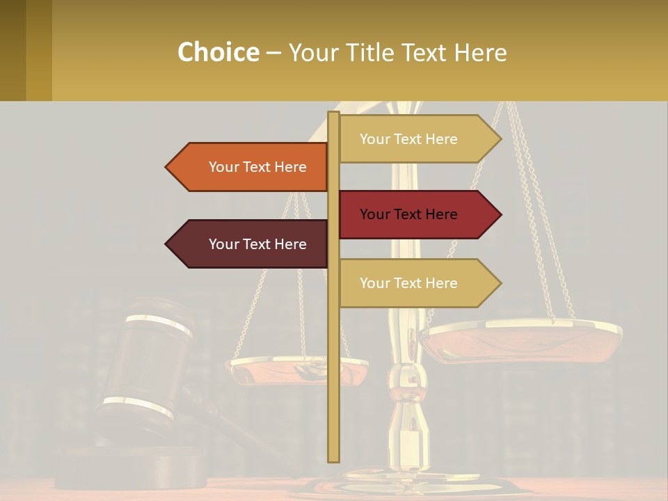 A Judge's Scale With A Gaven And A Bookcase In The Background PowerPoint Template