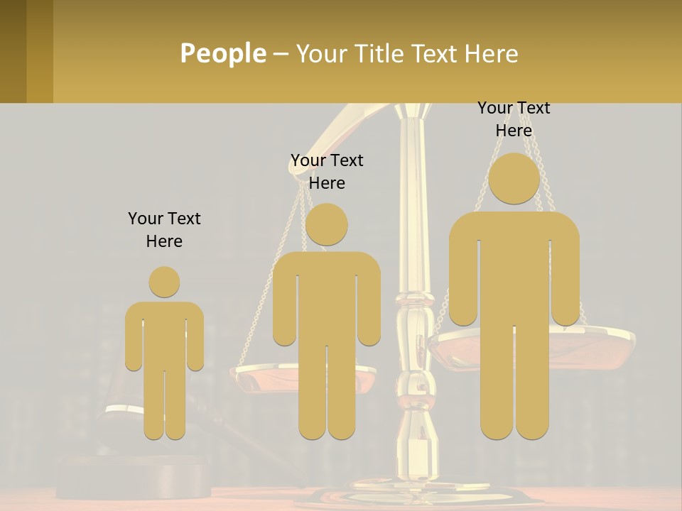 A Judge's Scale With A Gaven And A Bookcase In The Background PowerPoint Template