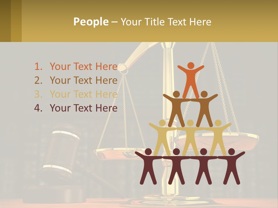 A Judge's Scale With A Gaven And A Bookcase In The Background PowerPoint Template