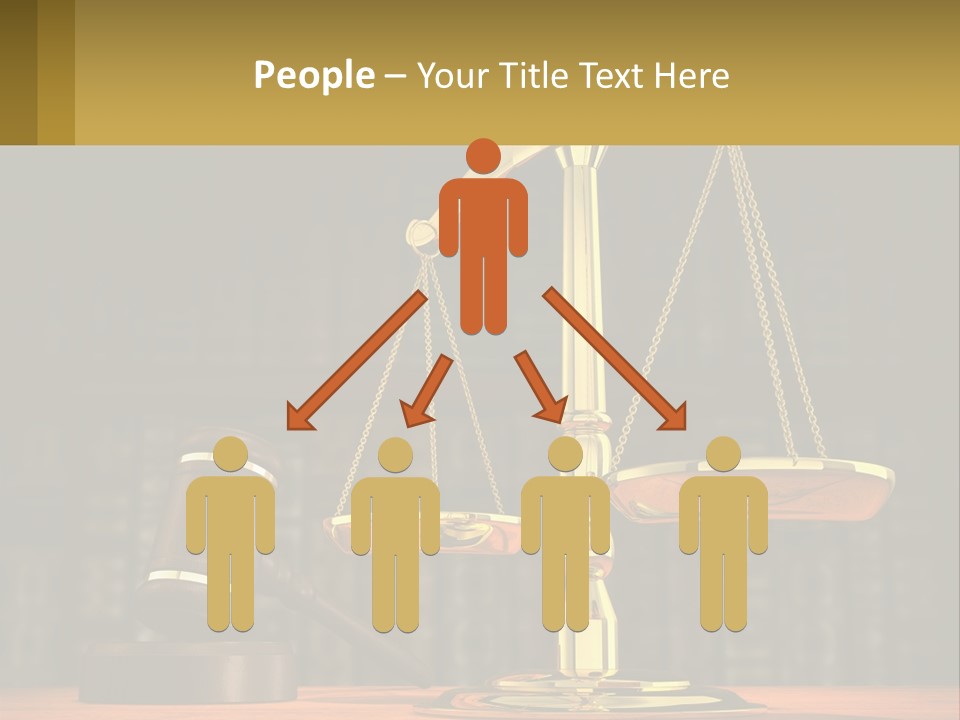 A Judge's Scale With A Gaven And A Bookcase In The Background PowerPoint Template