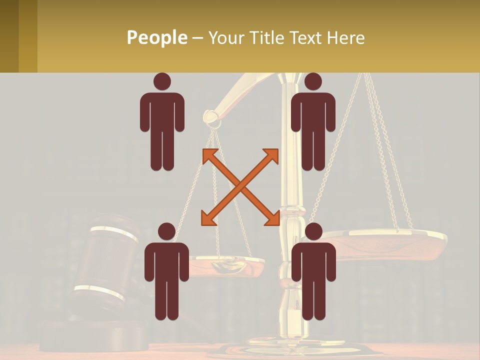 A Judge's Scale With A Gaven And A Bookcase In The Background PowerPoint Template
