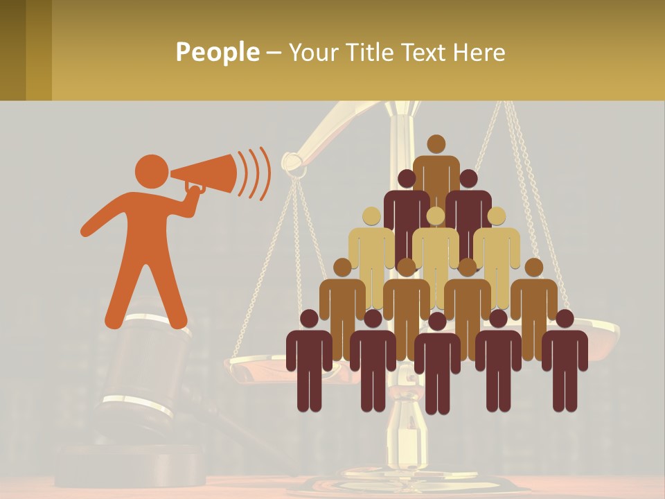 A Judge's Scale With A Gaven And A Bookcase In The Background PowerPoint Template