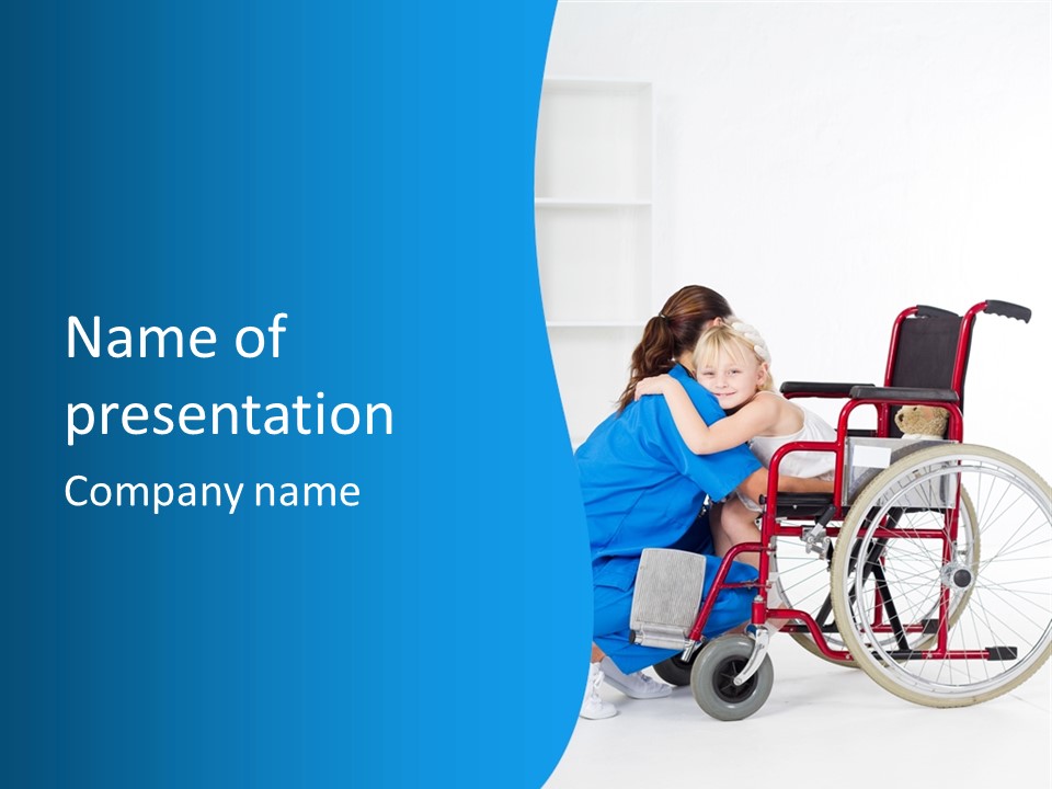 A Woman In A Wheelchair Hugging A Child PowerPoint Template