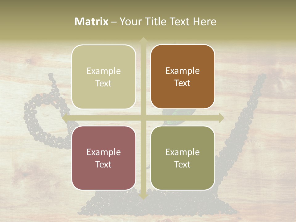 A Wooden Table Topped With Green Leaves And Scissors PowerPoint Template