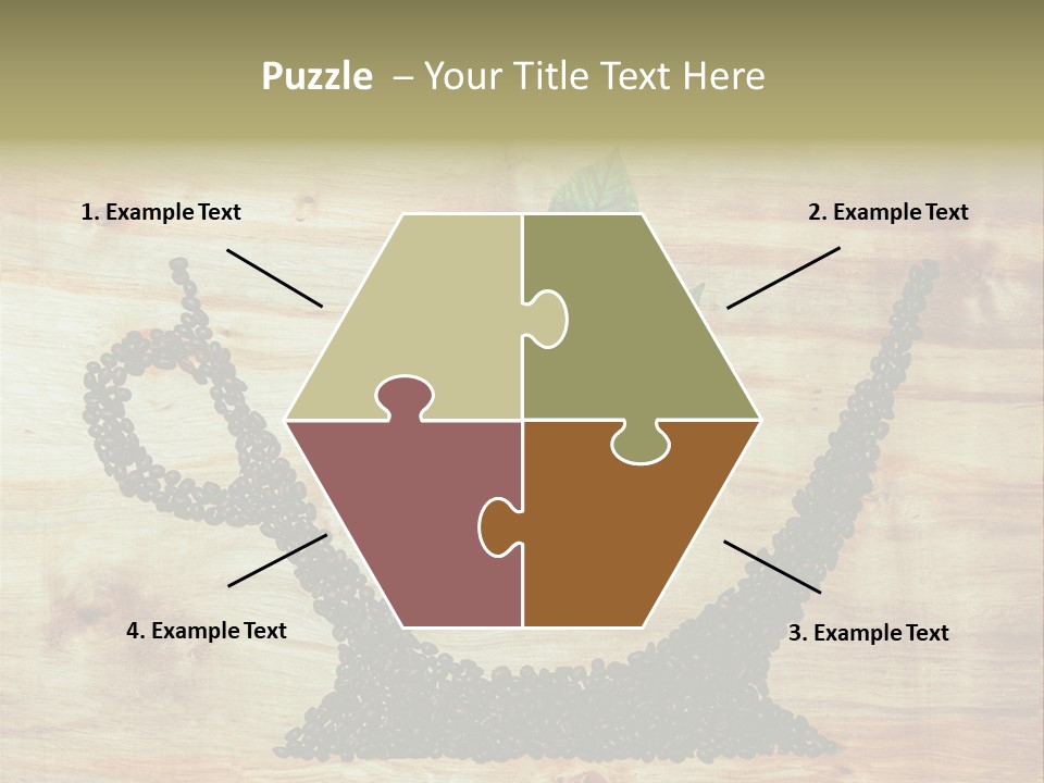A Wooden Table Topped With Green Leaves And Scissors PowerPoint Template