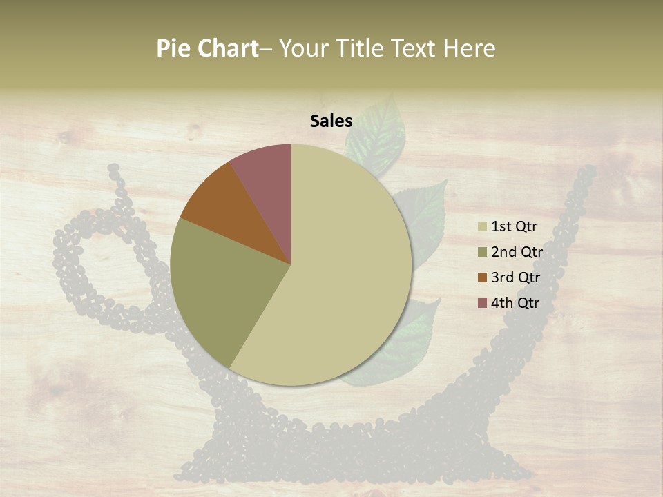 A Wooden Table Topped With Green Leaves And Scissors PowerPoint Template