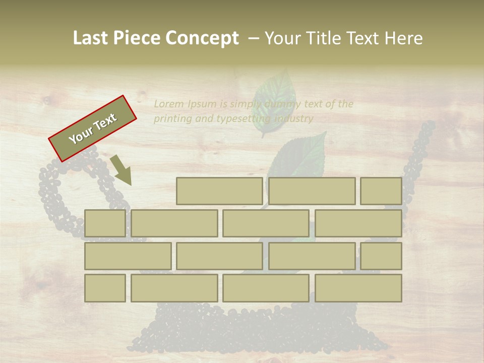 A Wooden Table Topped With Green Leaves And Scissors PowerPoint Template