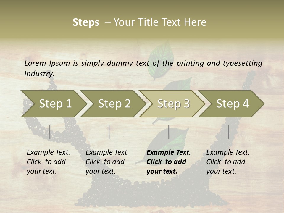 A Wooden Table Topped With Green Leaves And Scissors PowerPoint Template
