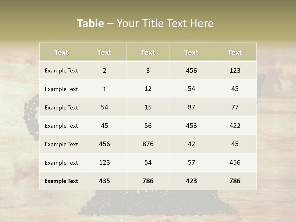 A Wooden Table Topped With Green Leaves And Scissors PowerPoint Template