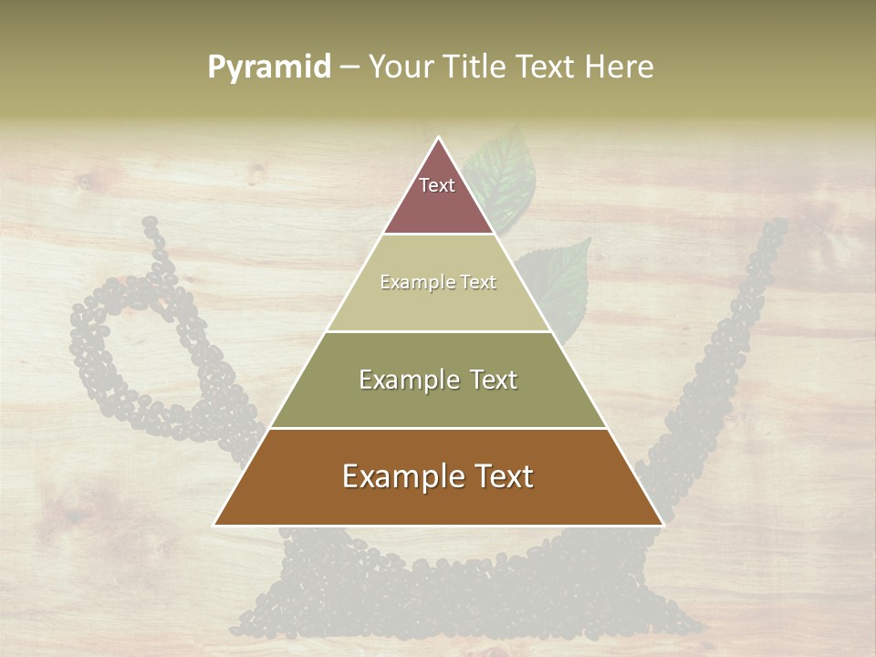 A Wooden Table Topped With Green Leaves And Scissors PowerPoint Template