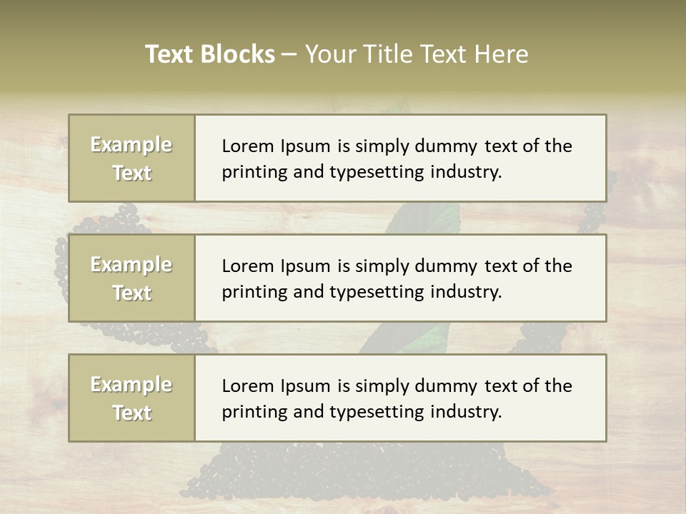 A Wooden Table Topped With Green Leaves And Scissors PowerPoint Template