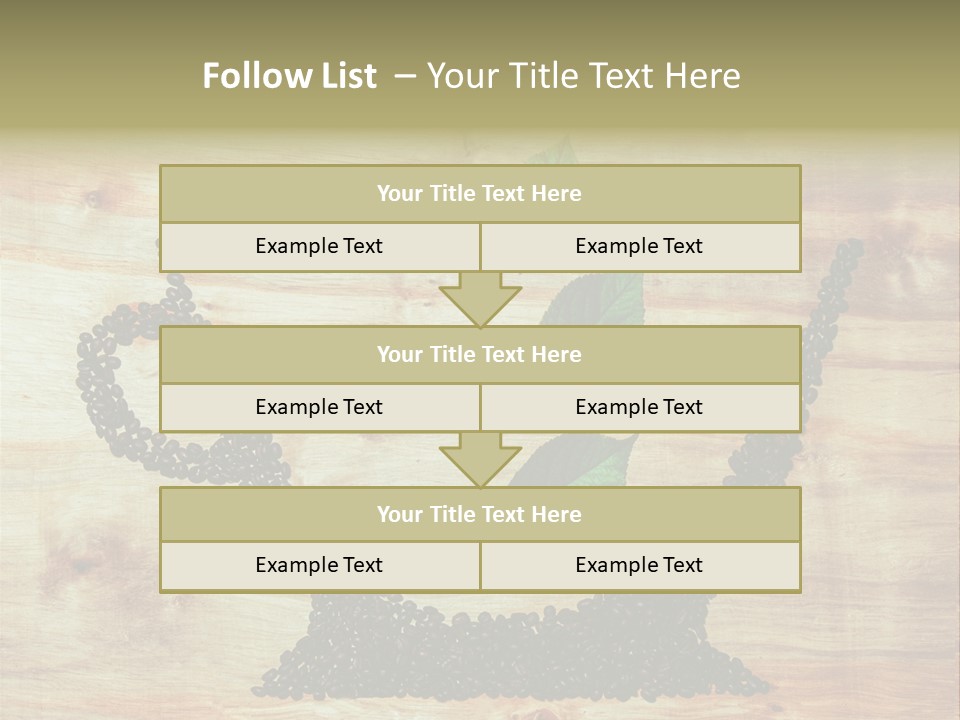 A Wooden Table Topped With Green Leaves And Scissors PowerPoint Template
