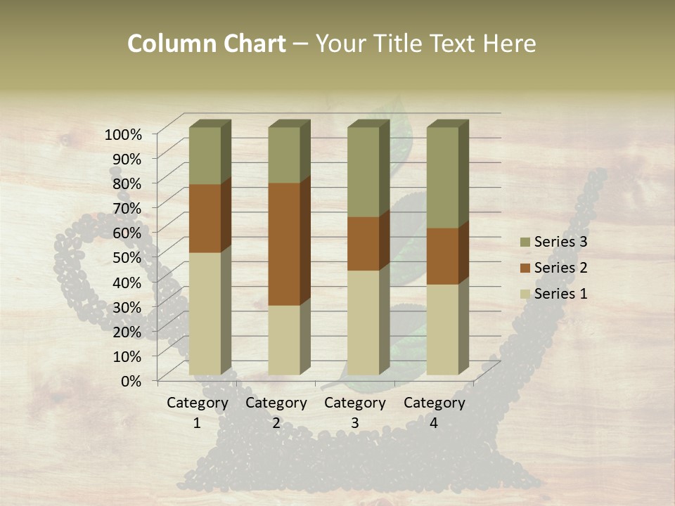 A Wooden Table Topped With Green Leaves And Scissors PowerPoint Template