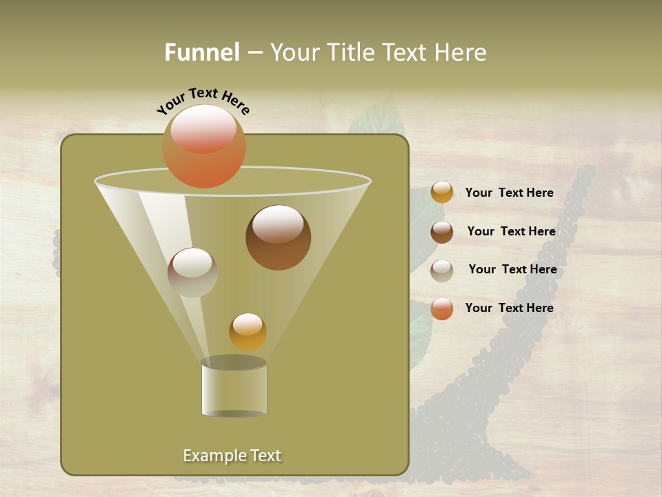 A Wooden Table Topped With Green Leaves And Scissors PowerPoint Template