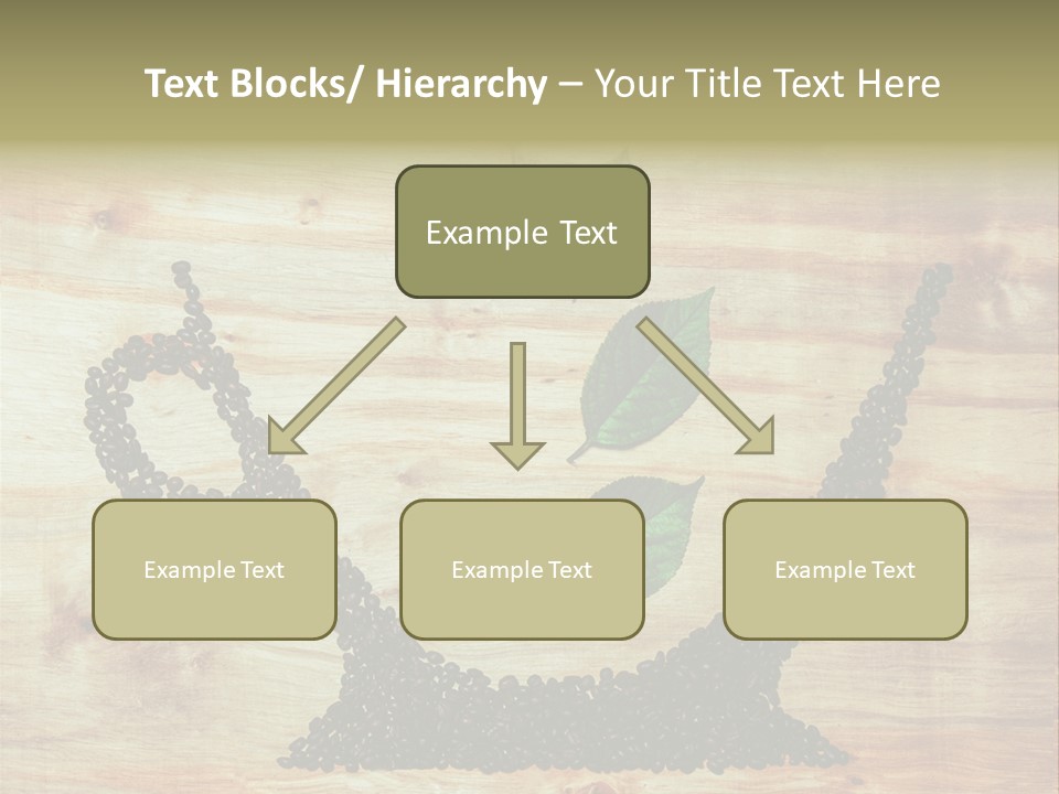 A Wooden Table Topped With Green Leaves And Scissors PowerPoint Template