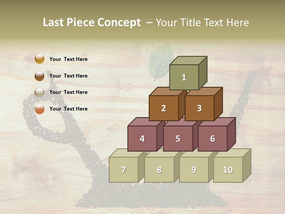 A Wooden Table Topped With Green Leaves And Scissors PowerPoint Template