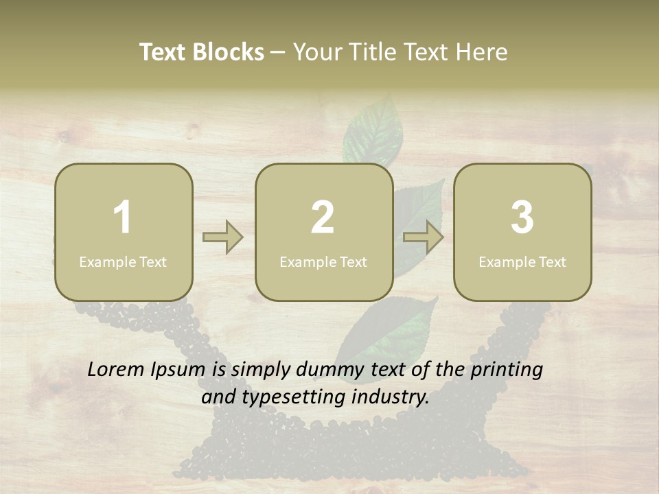A Wooden Table Topped With Green Leaves And Scissors PowerPoint Template
