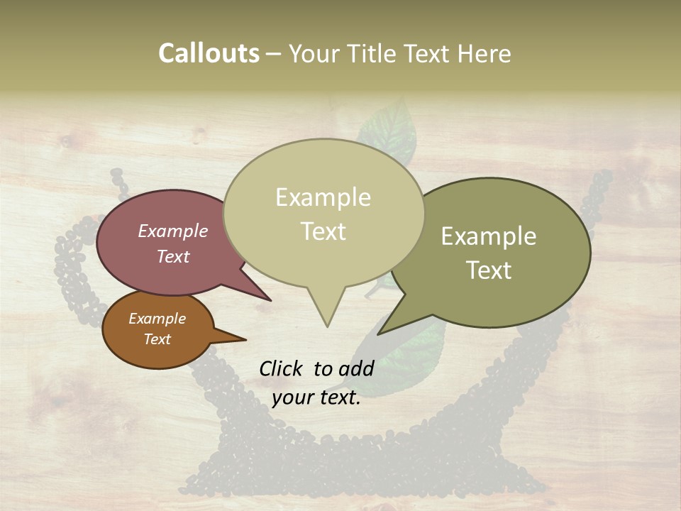 A Wooden Table Topped With Green Leaves And Scissors PowerPoint Template