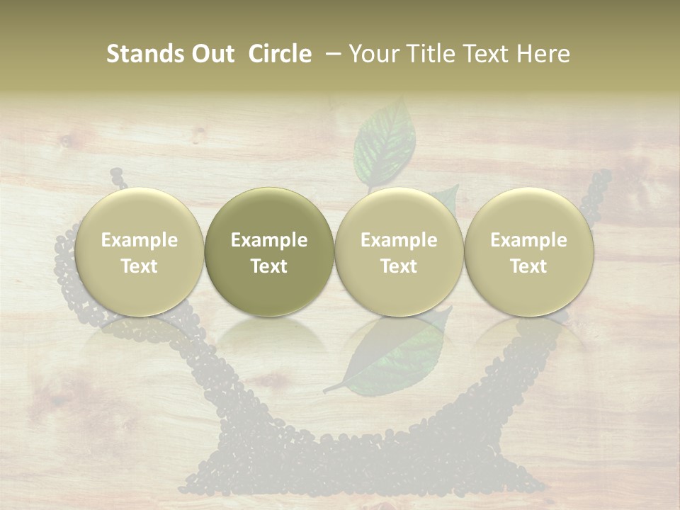 A Wooden Table Topped With Green Leaves And Scissors PowerPoint Template