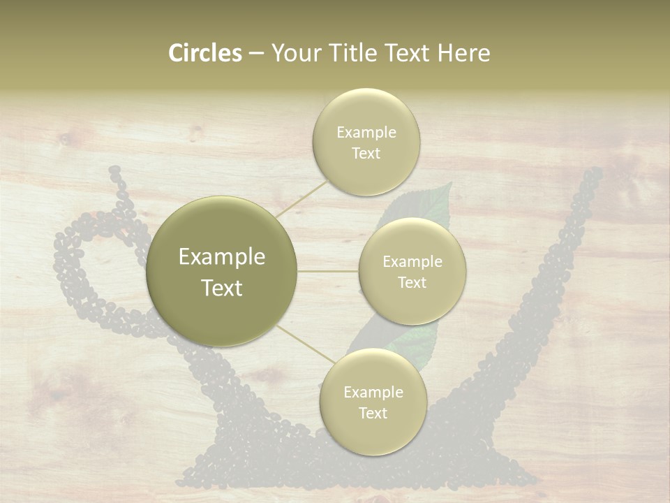 A Wooden Table Topped With Green Leaves And Scissors PowerPoint Template