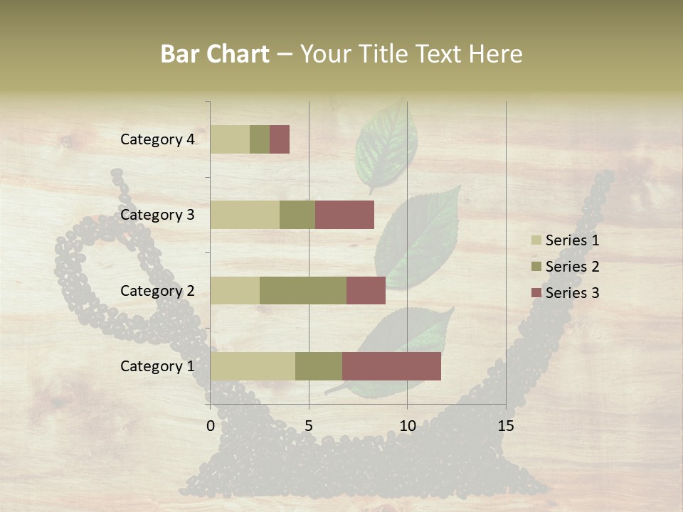 A Wooden Table Topped With Green Leaves And Scissors PowerPoint Template