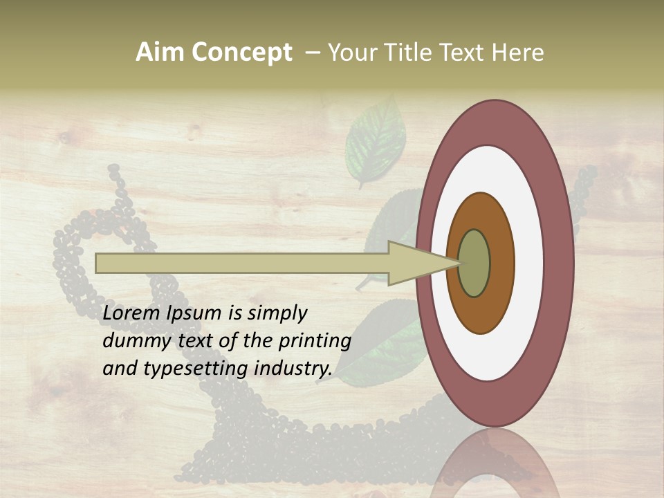 A Wooden Table Topped With Green Leaves And Scissors PowerPoint Template