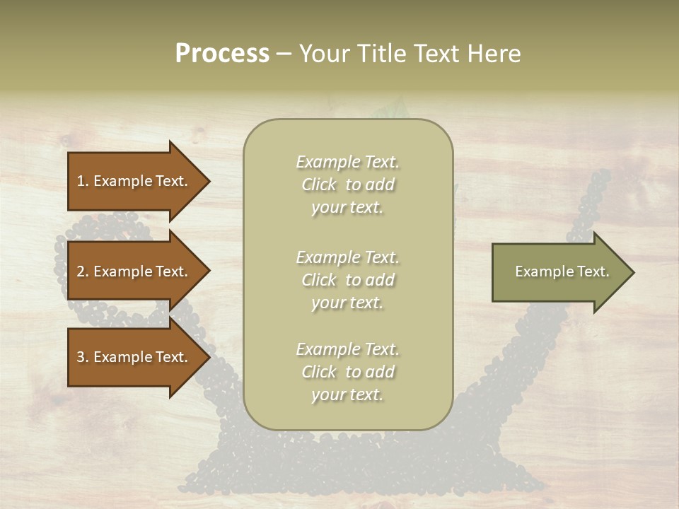 A Wooden Table Topped With Green Leaves And Scissors PowerPoint Template
