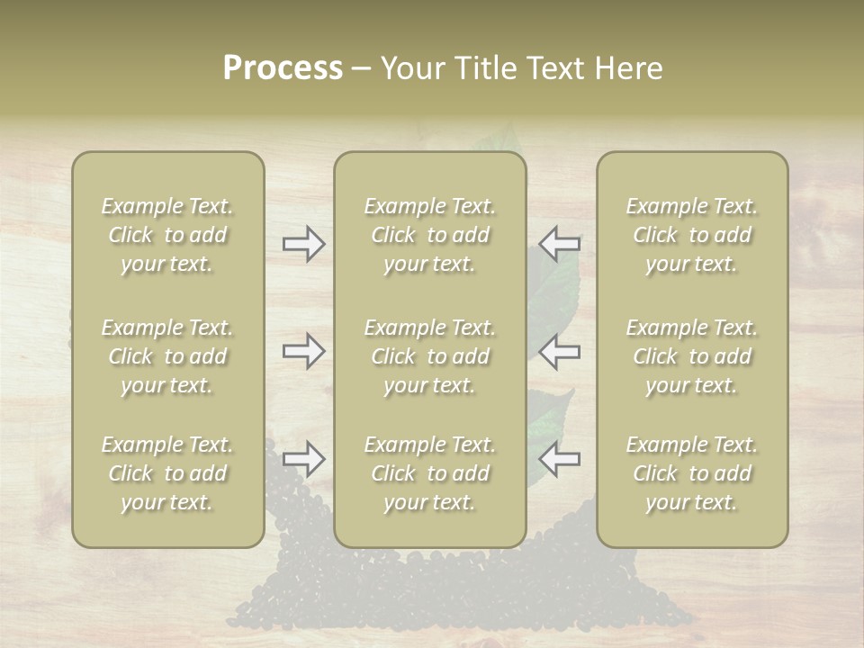 A Wooden Table Topped With Green Leaves And Scissors PowerPoint Template