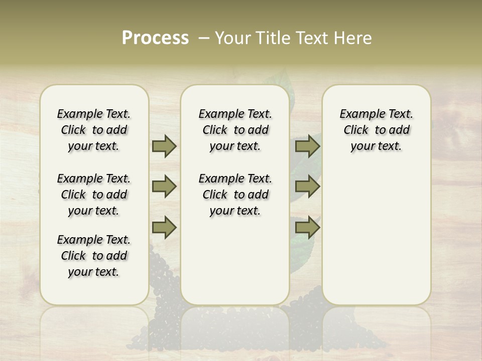 A Wooden Table Topped With Green Leaves And Scissors PowerPoint Template