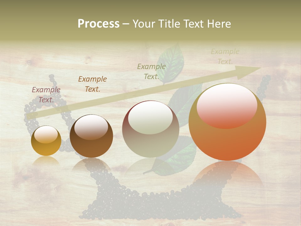 A Wooden Table Topped With Green Leaves And Scissors PowerPoint Template