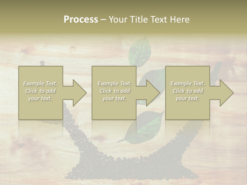 A Wooden Table Topped With Green Leaves And Scissors PowerPoint Template