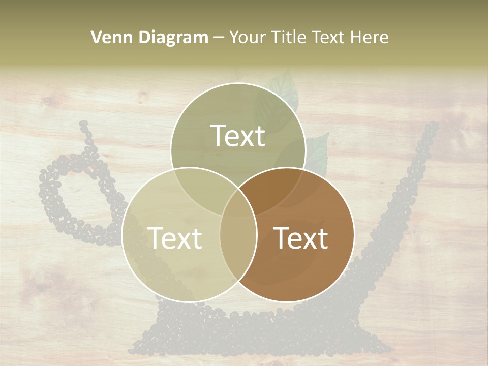 A Wooden Table Topped With Green Leaves And Scissors PowerPoint Template