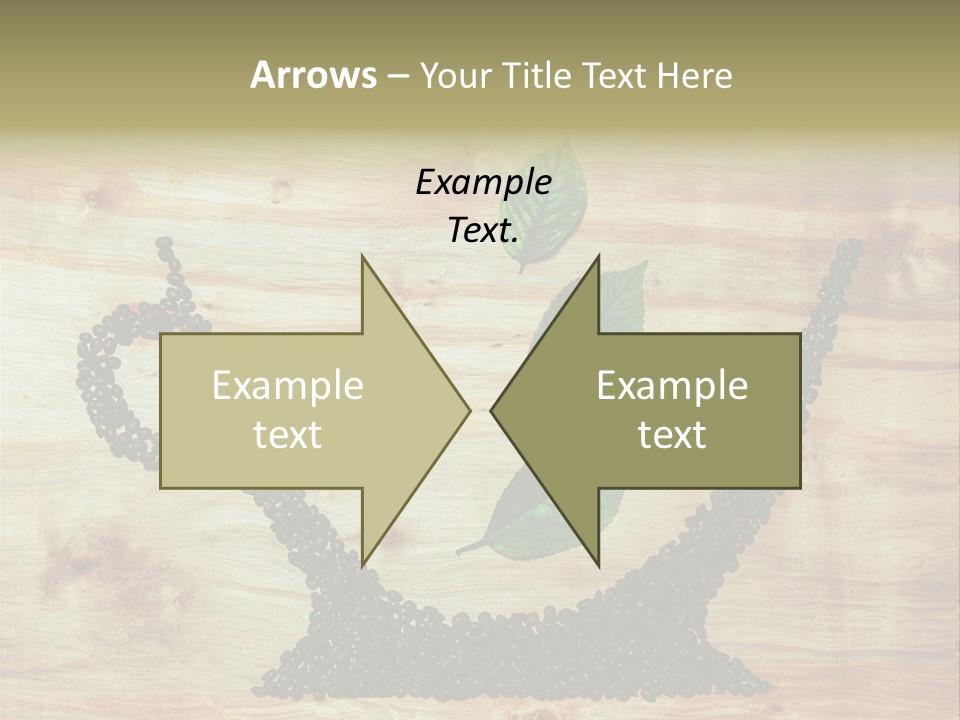 A Wooden Table Topped With Green Leaves And Scissors PowerPoint Template