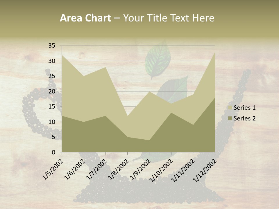 A Wooden Table Topped With Green Leaves And Scissors PowerPoint Template