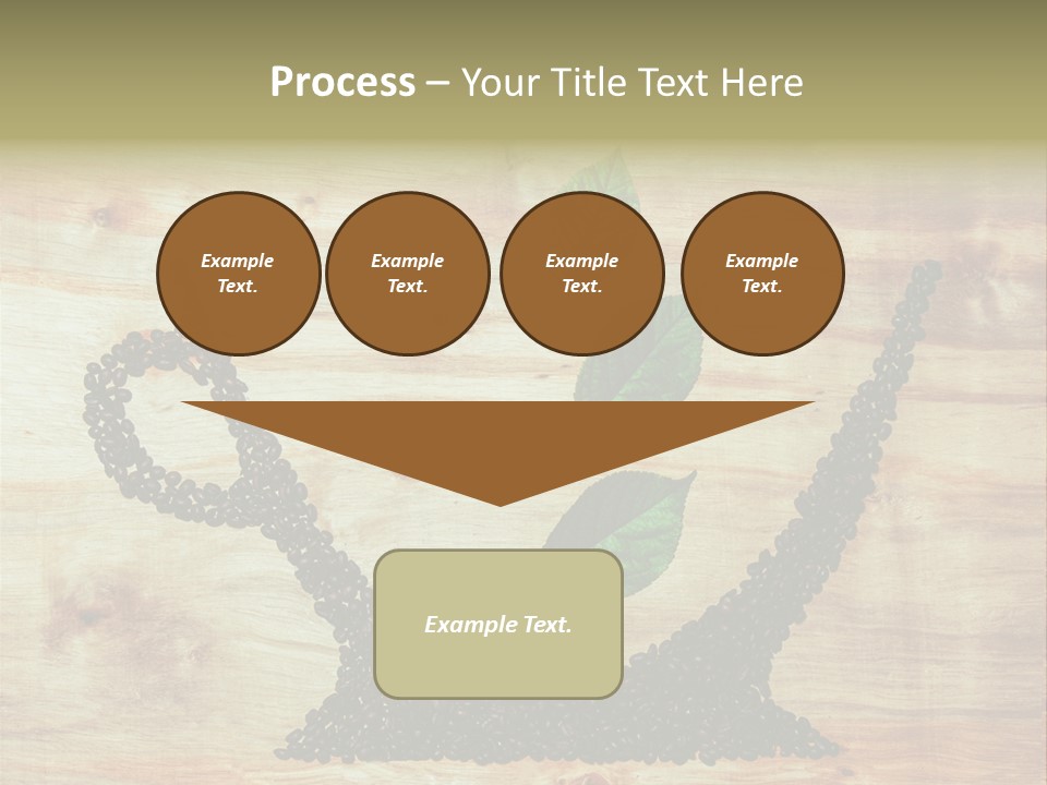 A Wooden Table Topped With Green Leaves And Scissors PowerPoint Template