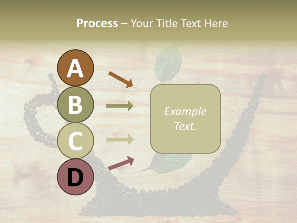 A Wooden Table Topped With Green Leaves And Scissors PowerPoint Template