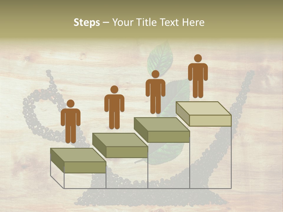 A Wooden Table Topped With Green Leaves And Scissors PowerPoint Template