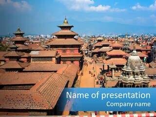 A Large Group Of Buildings With A Sky Background PowerPoint Template