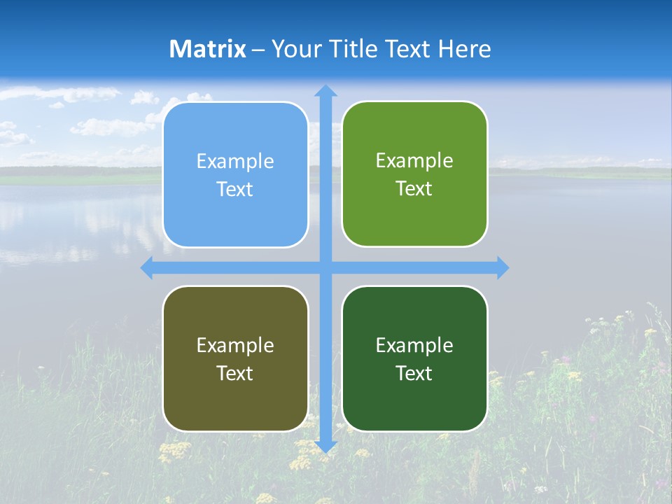 A Lake With Grass And Blue Sky In The Background PowerPoint Template