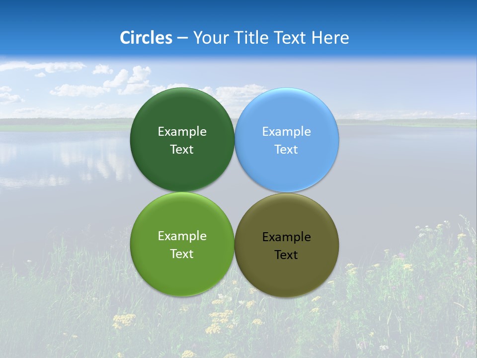 A Lake With Grass And Blue Sky In The Background PowerPoint Template