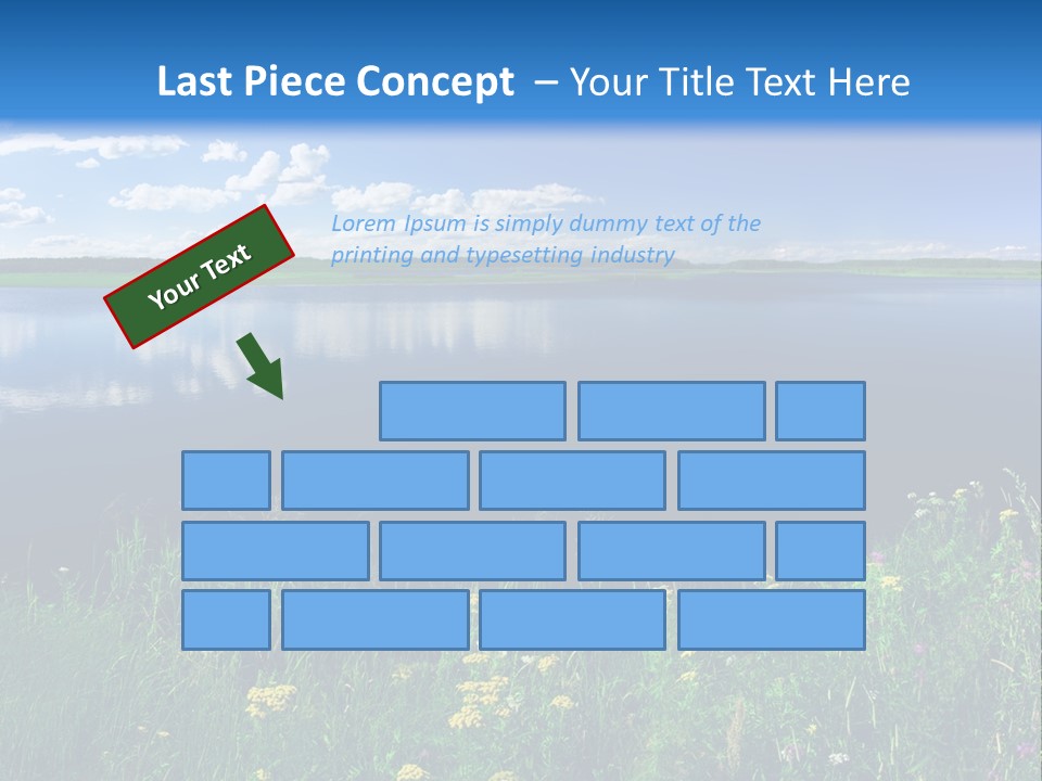 A Lake With Grass And Blue Sky In The Background PowerPoint Template