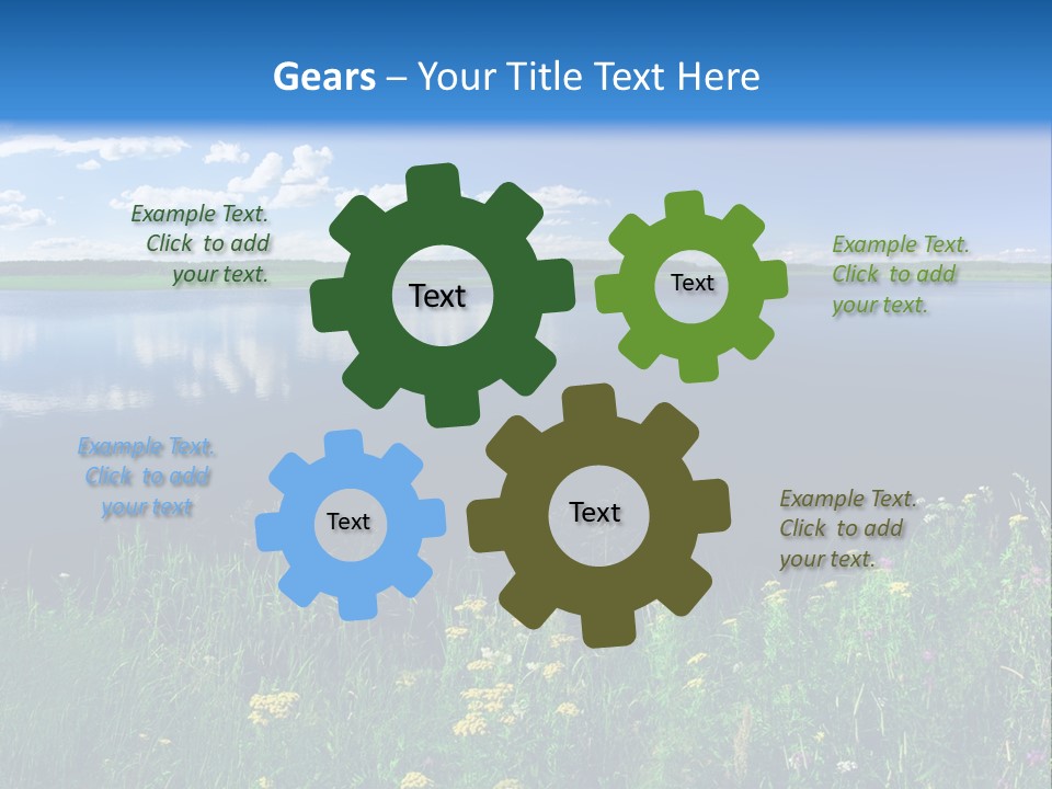 A Lake With Grass And Blue Sky In The Background PowerPoint Template