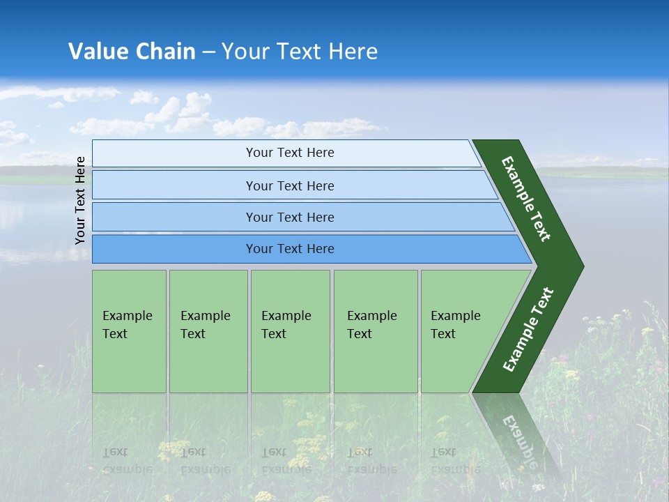 A Lake With Grass And Blue Sky In The Background PowerPoint Template