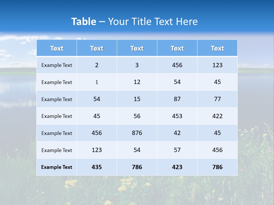 A Lake With Grass And Blue Sky In The Background PowerPoint Template