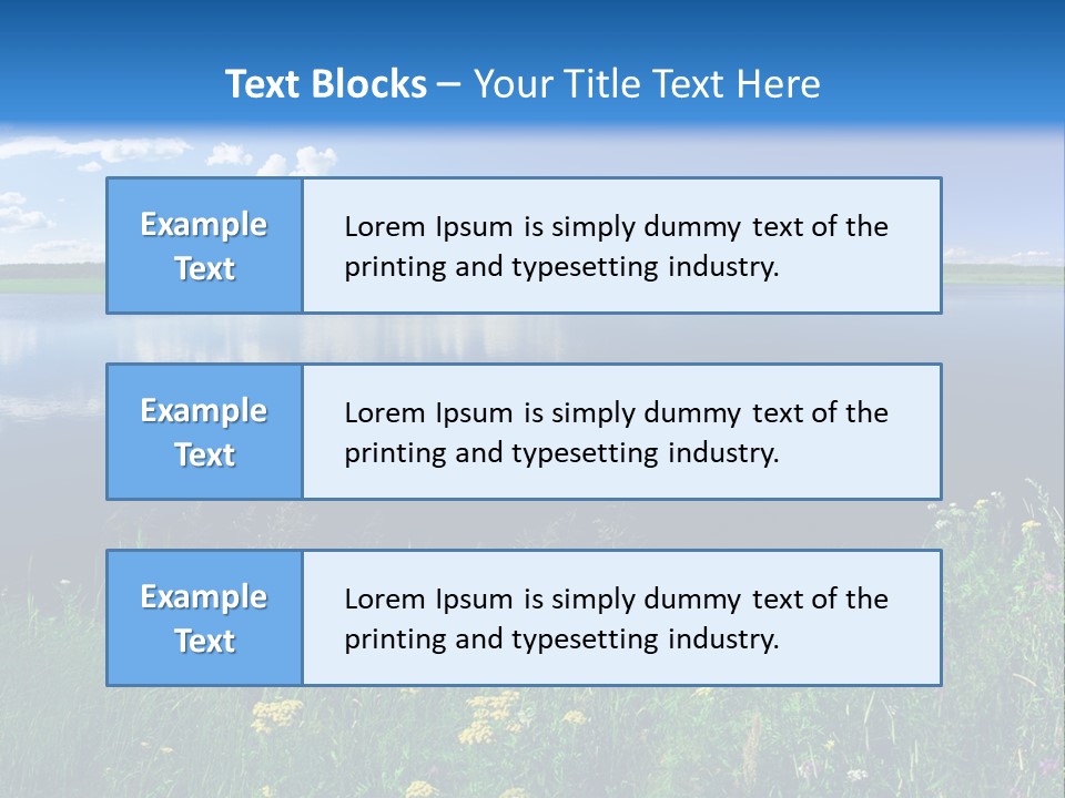 A Lake With Grass And Blue Sky In The Background PowerPoint Template