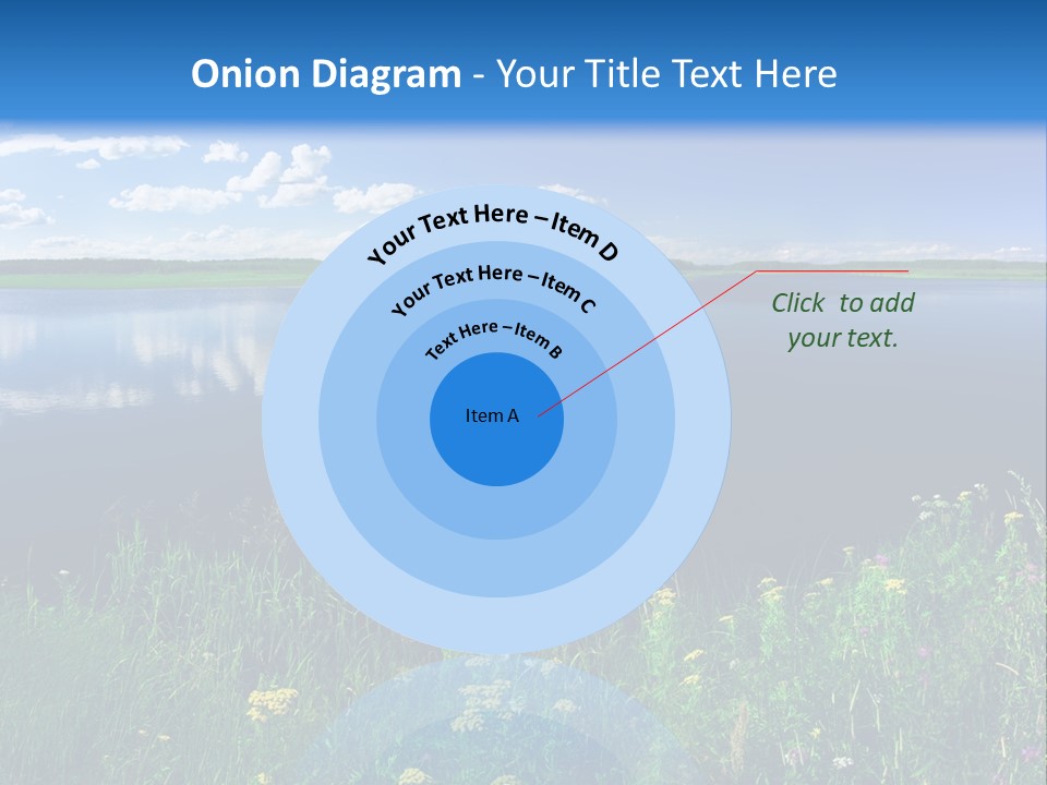 A Lake With Grass And Blue Sky In The Background PowerPoint Template