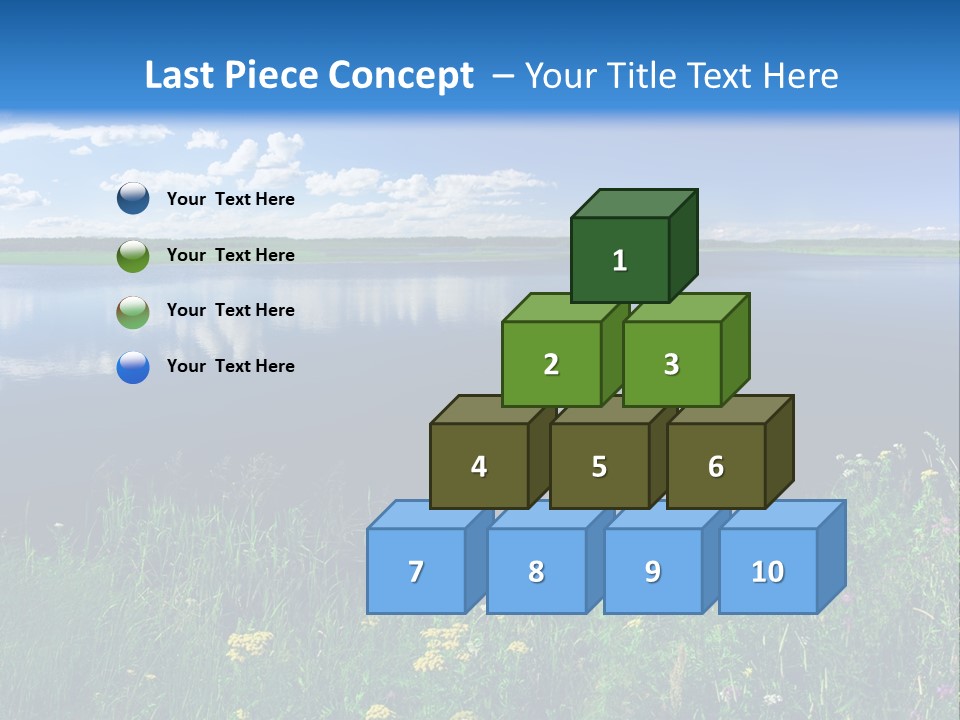 A Lake With Grass And Blue Sky In The Background PowerPoint Template