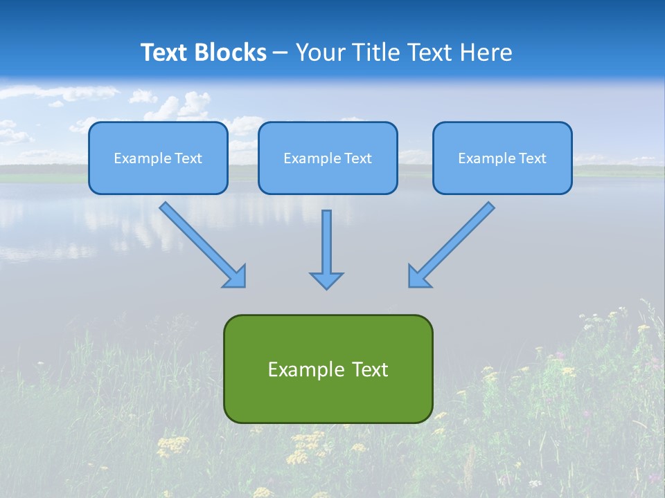 A Lake With Grass And Blue Sky In The Background PowerPoint Template